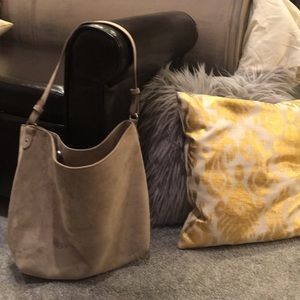 new suede purse from old navy light gray/tan color
